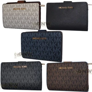MICHAEL KORS JET SET DE VIAJE MEDIO DOBLE CREMALLERA MONEDA/CARTERA DE TARJETAS Fue £225 - Imagen 1 de 26