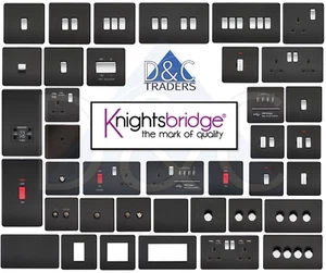 Knightsbridge Screwless light switches & sockets Matt Black Chrome Insert series - Picture 1 of 40