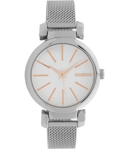 ooZoo Reloj de Pulsera C10128 Mujer Small Diseño ∅ 36 Milanesa Blanco Plata - Picture 1 of 1