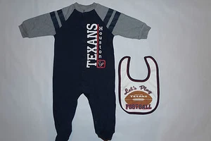 Houston Texans NIÑOS Pijama Dormitorio Babero NFL Fútbol 6-9 Meses Lote NUEVO @ 2 Piezas - Imagen 1 de 5
