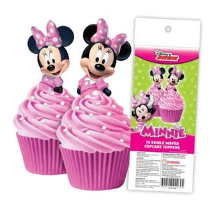 MINNIE MOUSE Edible Wafer Paper Cupcake Toppers - 16 pack - Picture 1 of 1