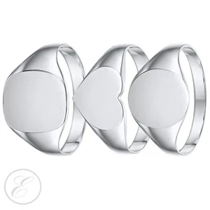 Sterling Silver Signet Ring Heart Oval Cushion Shape Ladies Signet Ring - Picture 1 of 8