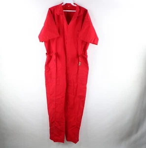 Vtg 60s Mens XL North & Judd Brass Buckle Short Sleeve Disco Flight Suit Red USA - Picture 1 of 12