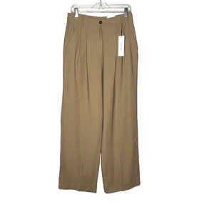 Pantalones de vestir plisados relajados de sarga suave Calvin Klein para mujer 30 pantalones beige tostado - Imagen 1 de 18