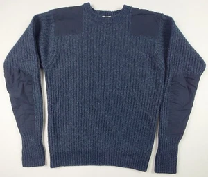 L L Bean Commando Crew Neck Sweater Mens Medium Reg Blue 100% Merino Lambs Wool - Picture 1 of 10