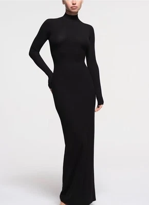 Skims Women's Soft Lounge Turtleneck Long Sleeve Dress DM3 Onyx Small NWT - Image 1 of 4
