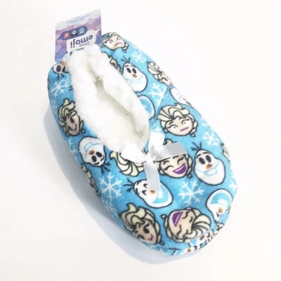Frozen Disney Emoji Zapatillas Calcetines Azul Elsa Olaf Vellón Talla Juvenil M/L 13-4 Foto 1 de 4