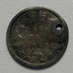 1862 NEW BRUNSWICK 10 CENTS SILVER COIN LOW MINTAGE HOLED LOW GRADE PRE-CONFED - Bild 1 von 4