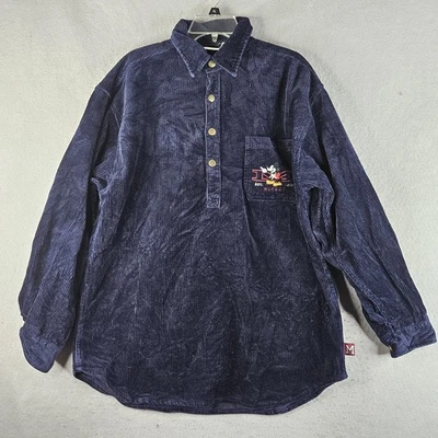 Рубашка мужская Disney Mickey Mouse средний размер синий вельветовый пуловер с длинным рукавом карман - Изображение 1 из 4