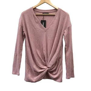 Top Thanth para mujer pequeño rosa tejido gofre dobladillo anudado - Imagen 1 de 7