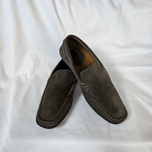 Johnston & Murphy Herren Grau Leder Wildleder Slipper Y2K Preppy Mokassin Halbschuhe 13M - Bild 1 von 9