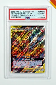 Pokemon PSA 10 Moltres & Zapdos & Articuno Gx #SM210 Hidden Fates 2019 English - Imagen 1 de 3