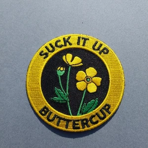 Suck It Up Buttercup Flower 3" Iron On Patch - Picture 1 of 2