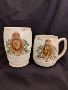 Pair 1937 Edward VIII Coronation Mug & Beaker Minton's A/F - Picture 1 of 18