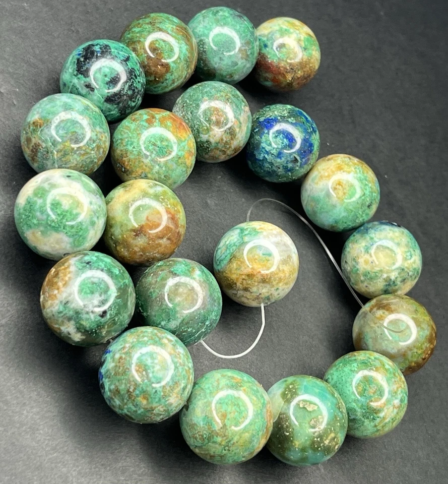 Very Rare Vintage 20mm Natural Green Chrysoprase Round Gemstone Beads 20ct -234g - Image 1 of 4