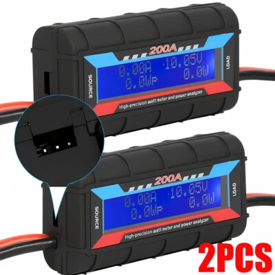2PCS 200A Digital Watt Meter DC Volt Amp Monitor Analyser For RC Battery Solar