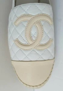 CH A N E L CORD CLUB CC LOGO GESTEPPT WEISS BEIGE ESPADRILLES EU 40 I LOVE SCHUHE - Bild 1 von 6