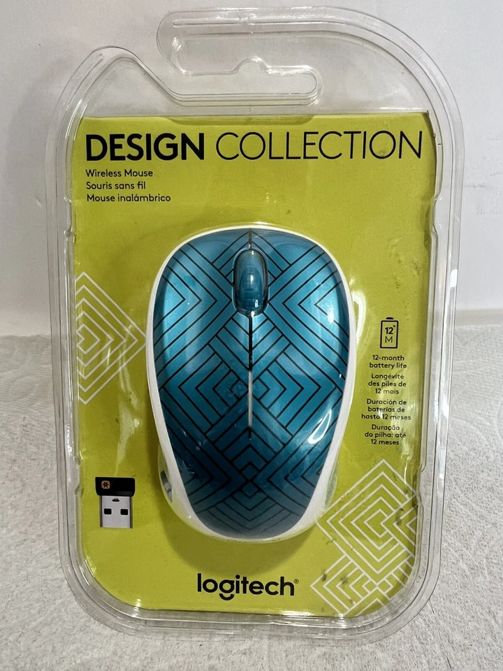 Logitech M317 Design Collection Wireless Mouse Teal Maze W/ Nano