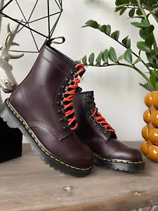 Dr MARTENS 1460 LEATHER BOOTS Ben Oxblood Orange 8 eye Smooth UK 4 EU 37 US 6 - Picture 1 of 24