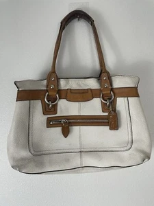 Vintage Coach Signature Handbag Shoulder Bag Purse Leather White Carryall 10x16 - Picture 1 of 13