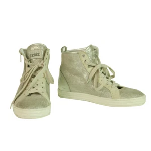 Zapatillas deportivas altas Hogan Rebel plateadas con cordones y cremallera talla 37 zapatos - Imagen 1 de 8