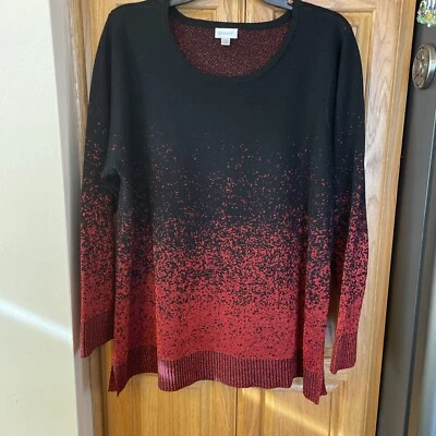 Suéter Avenue Feminino Plus Size 18/20 Preto com Ombré Metálico Vermelho - Imagem 1 de 4