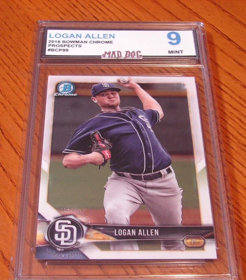 LOGAN ALLEN Rookie****2018 Bowman CHROME---MIINT 9***GUARDIANS++PADRES***Mad Dog - Image 1 of 1