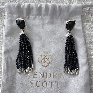Kendra Scott Blossom Tassel Earrings In Black Granite With Brushed Gold Hardware
