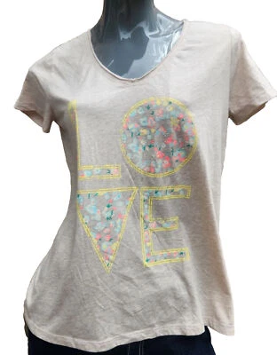 Top de ropa de dormir xhilaration, estampado beige "love", talla grande manga corta Foto 1 de 4