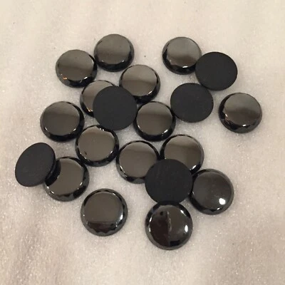 AL655 Vintage Checo 13mm Hematita Redondo Vidrio Cabujones, Tapa Plana, Borde Facetado (20) Foto 1 de 2