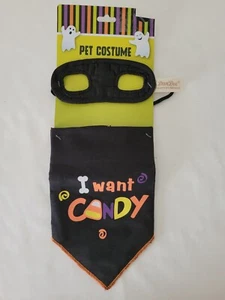 Dan Dee kleines Haustier Kostüm Kit schwarze Maske mit I want Candy Bandana neu mit Etikett! - Bild 1 von 4