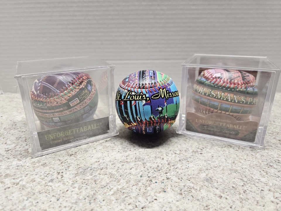 St Louis Cardinals MLB Busch Stadium Sportsman's Park Unforgetaball Baseball Set - Image 1 of 4