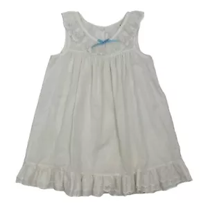 Vintage 80s Walt Disney Winnie The Pooh Sleeveless Swiss Dot White Dress Girls 7 - Picture 1 of 12