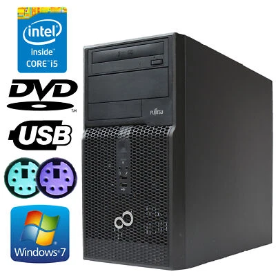 Fujitsu Esprimo P400 Tower I5 3GHz 4GB 250GB PCIe X16 DVI Windows 7 DVD-RW M823 - Image 1 of 4