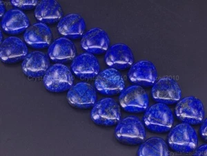 Natural Lapis Lazuli Gemstone Heart Spacer Loose Beads Pick 12mm 14mm 16mm 15.5" - Picture 1 of 8