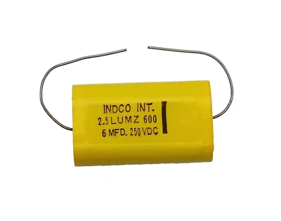 Condensador de película de poliéster Indco 6uF 6mfd 250V Foto 1 de 4