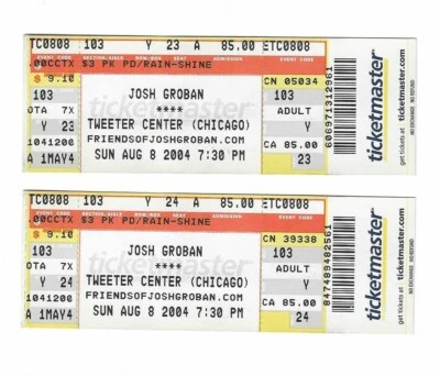 Josh Groban Unused Concert Tickets from August 8, 2004 - Image 1 of 2