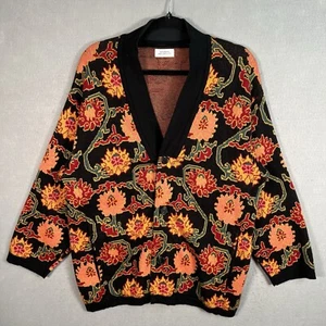 Saturdays Surf NYC Floral Knit Cardigan Sweater Adult Medium Cashmere Blend Mens - Picture 1 of 10