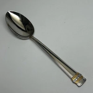 LENOX "HANCOCK GOLD" Stainless SERVING SPOON 8-5/8" Gold Accent Glossy - Picture 1 of 2