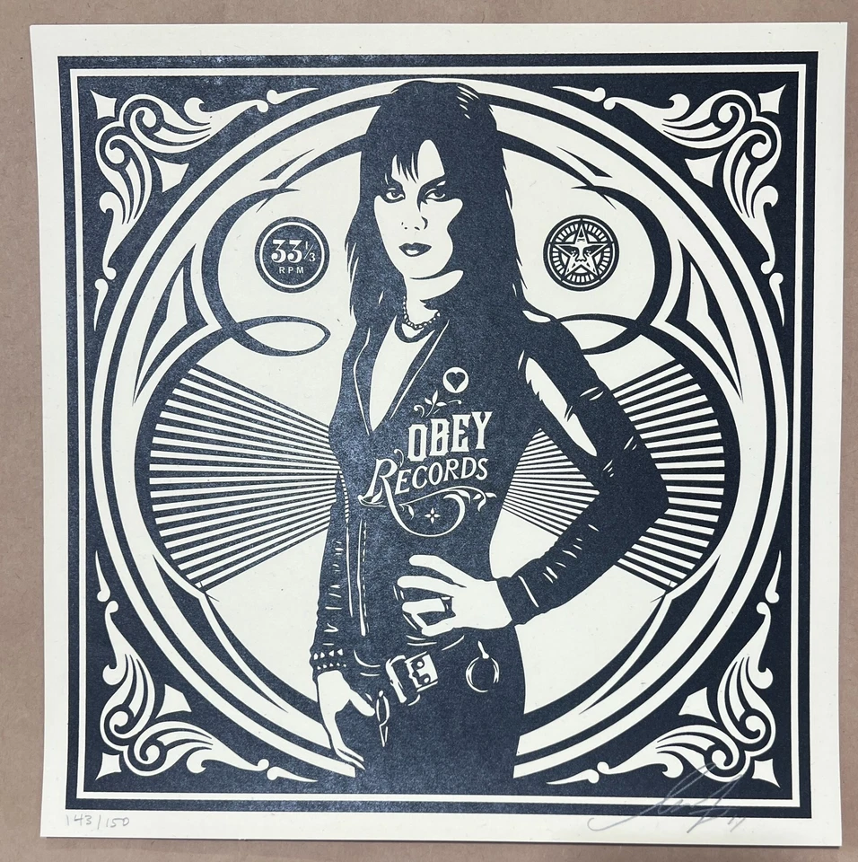 Shepard Fairey Obey Records Joan Jett Print 12" L/E S/N Black Heart LP - Image 1 of 1