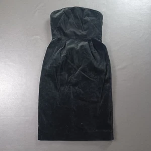 J Crew Dress Womens 6 Strapless Velvet Cotton Silk Lined Black Whimsigoth - Picture 1 of 7