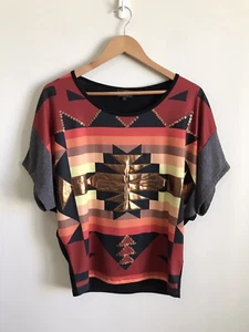 GABRIELLA FRATTINI Batwing Sleeve Knit Fabric Top Size 6 Multicoloured Print - Picture 1 of 8