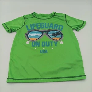 Kidtopia Shirt Boys Size 6 Green Life Guard On Duty Beach Graphic Print - Picture 1 of 6