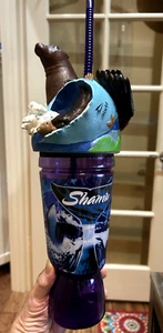 RARE Shamu Sea World w/ seal and otter 3D souvenir drink cup tumbler straw HUGE - Picture 1 of 6