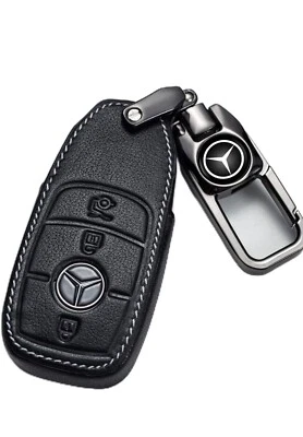 Funda de cuero con soporte para llavero remoto para Mercedes Benz E200 E300 S300 Foto 1 de 4