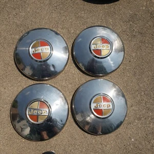 Set Jeep Dog Dish Caps Hubcaps 1963 1971 Wagoneer Jeepster CJ Commando Vintage - Picture 1 of 17