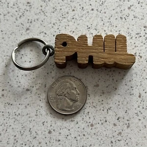 Vintage Phil Phillip Name Wood Keychain Key Ring #46648 - Picture 1 of 2