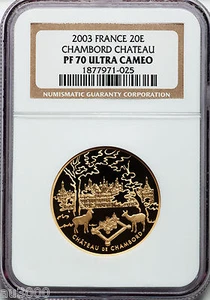 2003 GOLD FRANCE MONUMENTS 20 EURO CHAMBORD CHATEAU NGC PF70 PR70 Mintage: 1000 - Picture 1 of 2