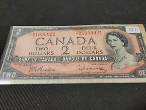 Replacement Note 1954 Canadian 2 dollar bill ( Star Series ) Collectible - Picture 1 of 3