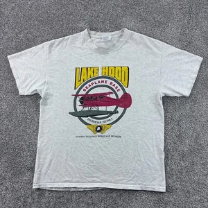 Vintage Lake Hood Seaplane Base Shirt Mens Large White Alaska Aviation Museum - Picture 1 of 5